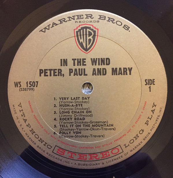 Peter, Paul & Mary : In The Wind (LP, Album, Pit)