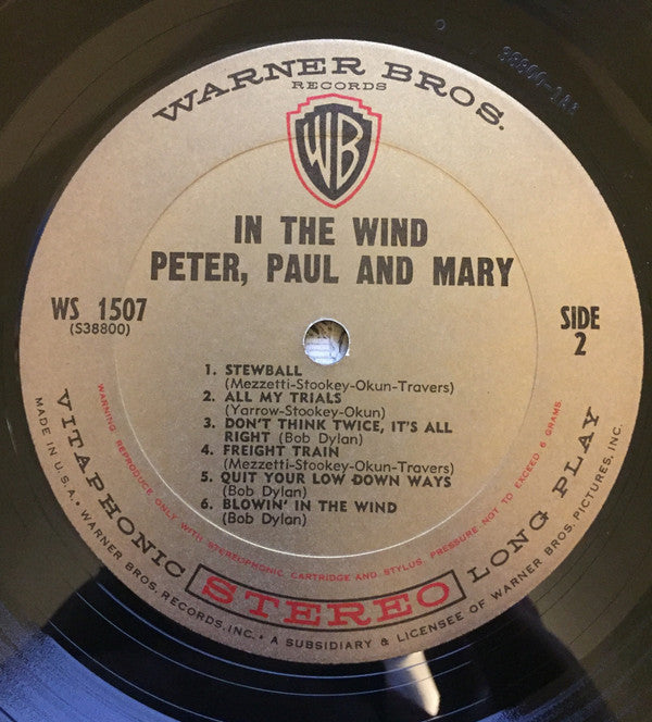 Peter, Paul & Mary : In The Wind (LP, Album, Pit)