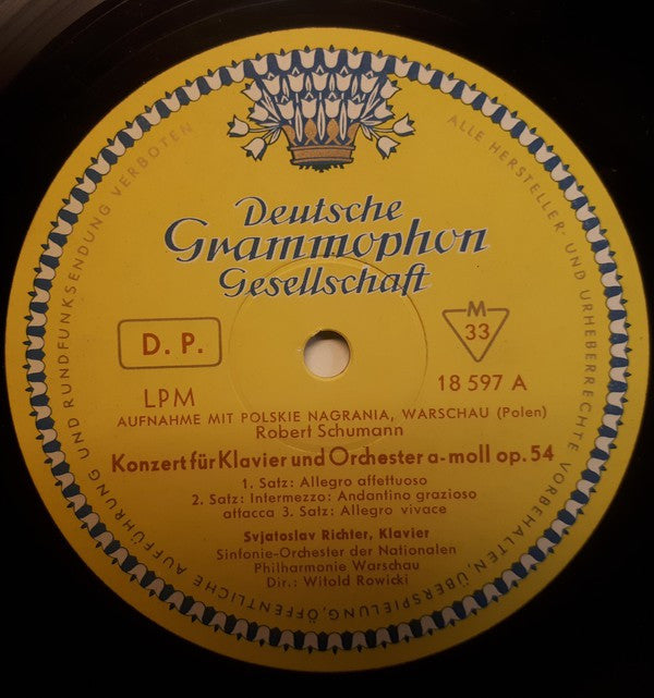 Robert Schumann - Sviatoslav Richter : Konzert Für Klavier Und Orchester A-moll Op. 54 / Introduction Und Allegro Appassionato Op. 92 / Novellette F-dur Op. 21 Nr. 1 /  Toccata C-dur Op. 7 (LP, Mono)