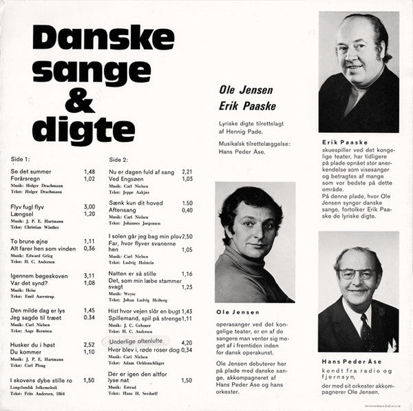 Ole Jensen (7) & Erik Paaske : Danske Sange & Digte (LP, Album)