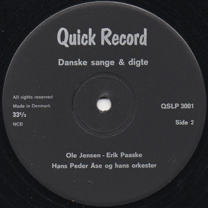 Ole Jensen (7) & Erik Paaske : Danske Sange & Digte (LP, Album)