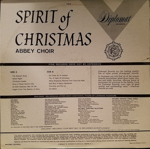 The Abbey Choir : Spirit Of Christmas (LP, Album)