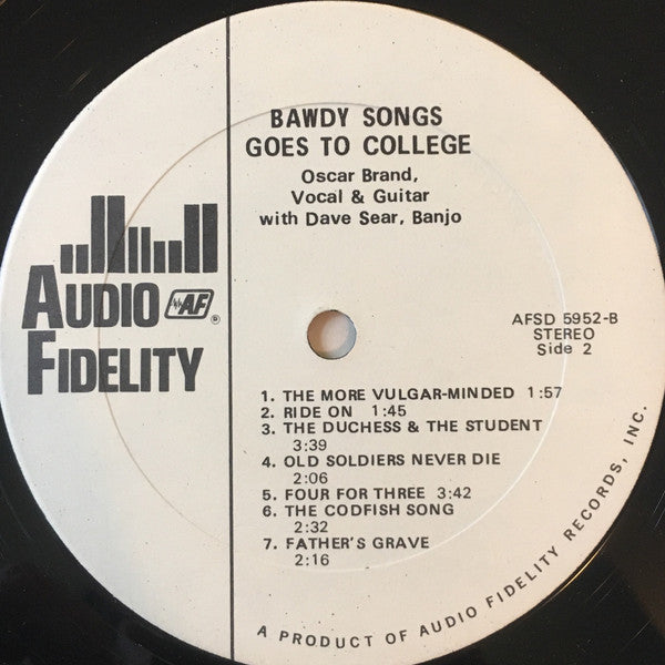 Oscar Brand With David Sear : Bawdy Songs Goes To College (LP, Album)