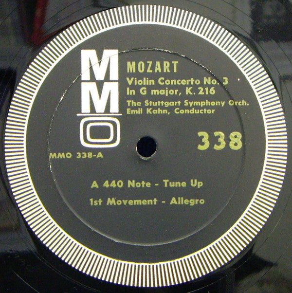 Wolfgang Amadeus Mozart, Stuttgart Symphony Orchestra, Emil Kahn : Concerto No. 3 In G Major For Violin And Orchestra, K. 216 (LP)