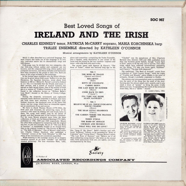 Charles Kennedy & Patricia McCarry, Maria Korchinska, Tralee Ensemble : The Best Loved Songs Of Ireland And The Irish  (LP)