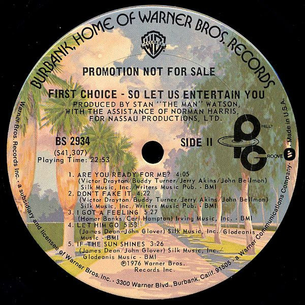 First Choice : So Let Us Entertain You (LP, Album, Promo)