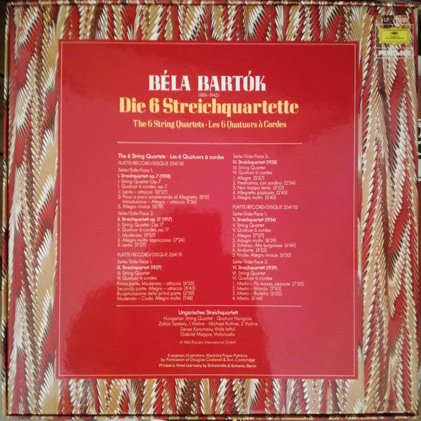 Béla Bartók, The Hungarian Quartet : Die 6 Streichquartette (3xLP, RE + Box)