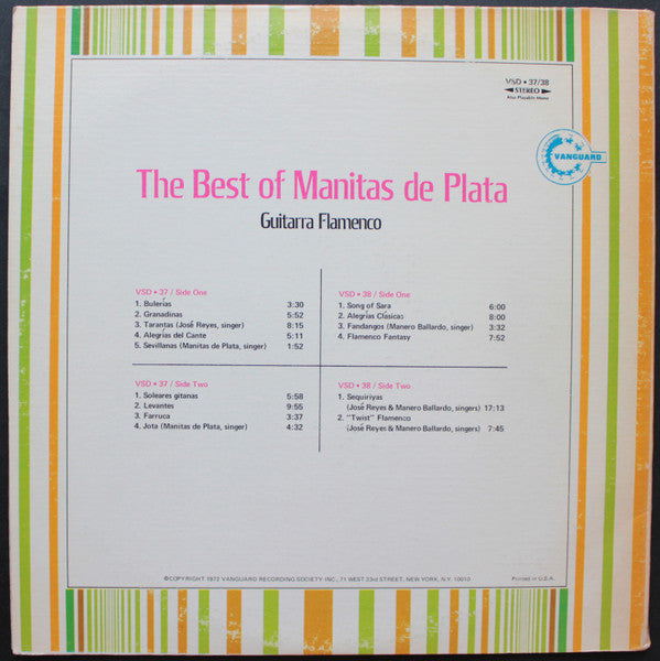 Manitas De Plata : The Best Of Manitas De Plata / Guitarra Flamenco (2xLP, Comp)