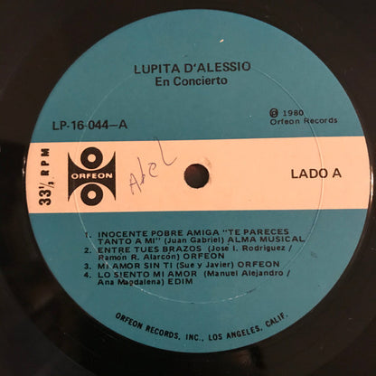 Lupita D'Alessio : Lo Siento Mi Amor (LP, Album)