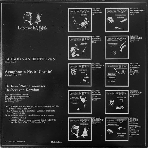 Herbert von Karajan, Berliner Philharmoniker : Beethoven Symphonie Nr. 9 d-moll Opl 125 "Corale"  (LP, Album)