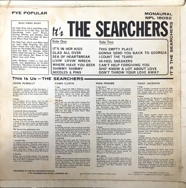 The Searchers : It's The Searchers (LP, Album, Mono)