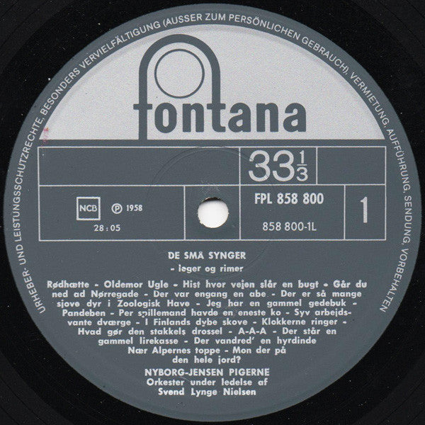 Nyborg-Jensen Pigerne, Gunnar Nyborg-Jensen Og Hans Syngende Piger Og Drenge : De Små Synger - Leger Og Rimer (LP, Comp)