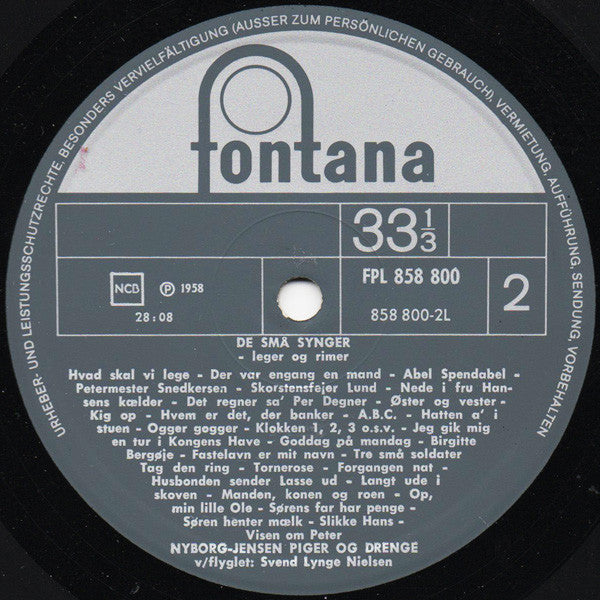 Nyborg-Jensen Pigerne, Gunnar Nyborg-Jensen Og Hans Syngende Piger Og Drenge : De Små Synger - Leger Og Rimer (LP, Comp)