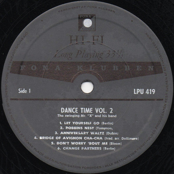 The Swinging Mr. X And His Band : Dance Time Vol. 2 (LP, Album)