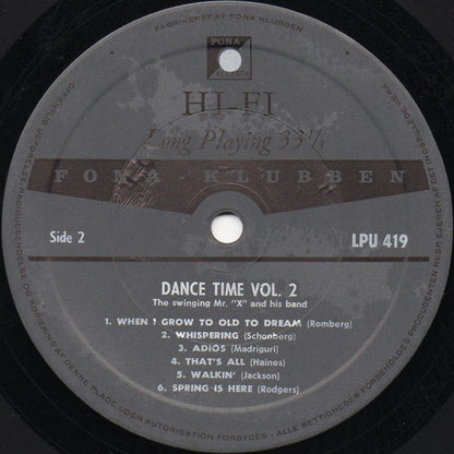 The Swinging Mr. X And His Band : Dance Time Vol. 2 (LP, Album)