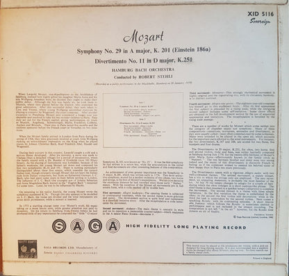 Wolfgang Amadeus Mozart - Bach-Orchester Hamburg conducted by Robert Stehli : Symphony No. 29 In A Major, K 201 / Divertimento In D Major, K 251 (LP, Album, RE)