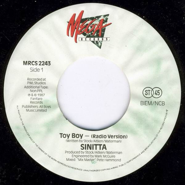 Sinitta : Toy Boy (7", Single)