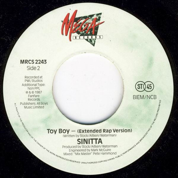 Sinitta : Toy Boy (7", Single)