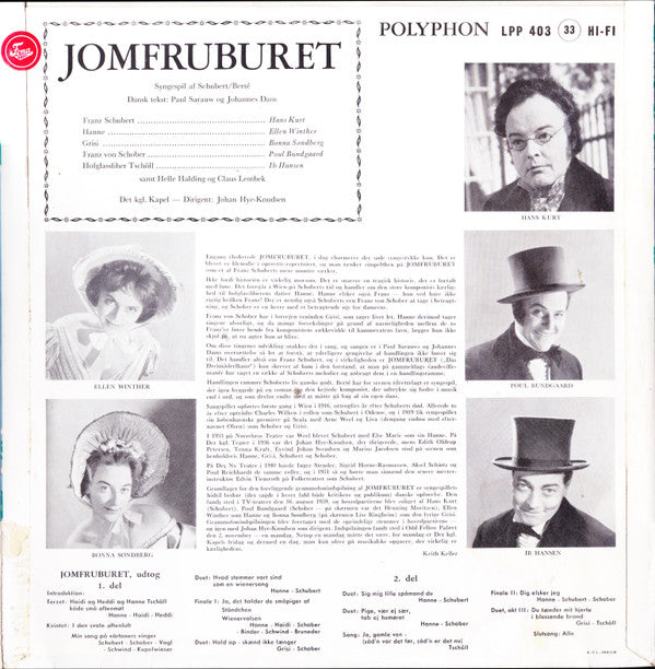 Various : Jomfruburet - Syngespil Med Melodier Af Franz Schubert (10")