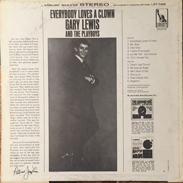 Gary Lewis & The Playboys : Everybody Loves A Clown (LP, Album, Ter)