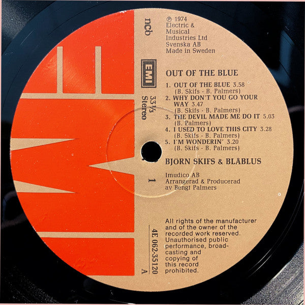 Björn Skifs & Blåblus : Out Of The Blue (LP, Album, RP, Gat)