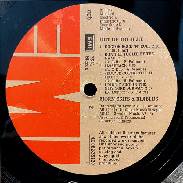 Björn Skifs & Blåblus : Out Of The Blue (LP, Album, RP, Gat)