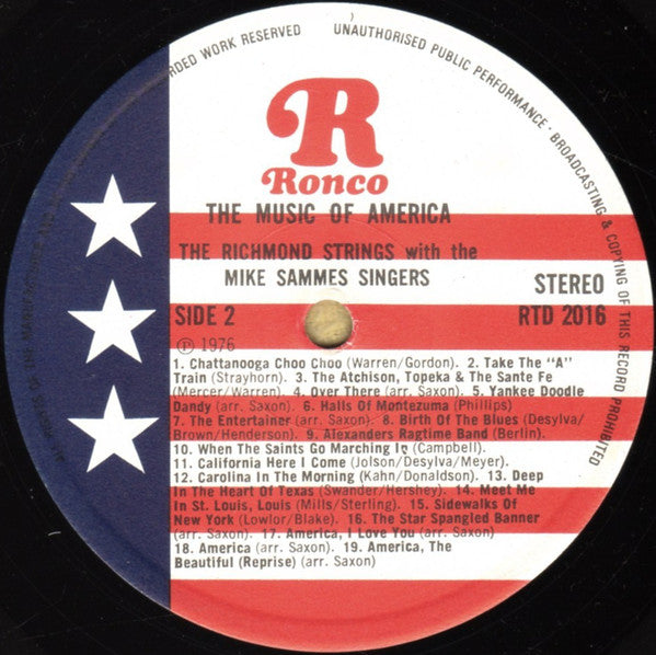 The Richmond Strings With Mike Sammes Singers : The Music Of America 1776-1976 (LP)