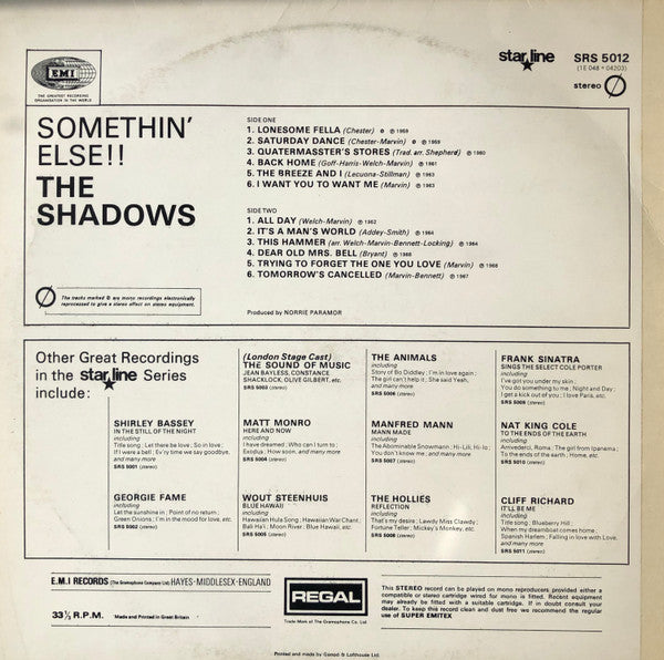 The Shadows : Somethin' Else!! (LP, Comp, RE)