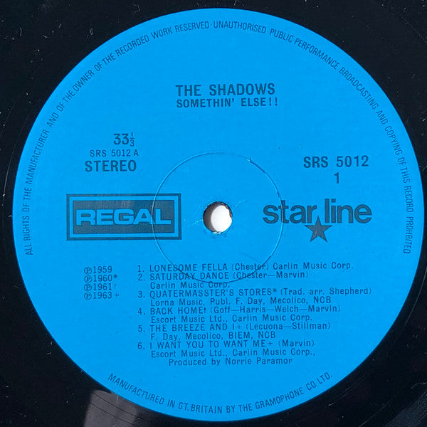 The Shadows : Somethin' Else!! (LP, Comp, RE)