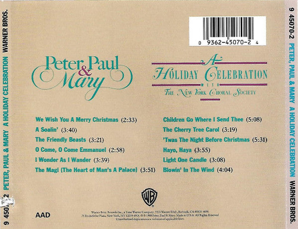 Peter, Paul & Mary With New York Choral Society : A Holiday Celebration (CD, Album, RE)