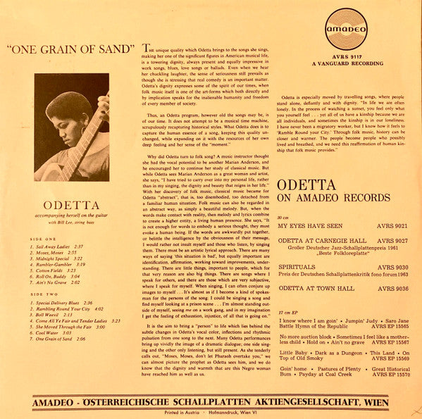 Odetta : One Grain Of Sand (LP, Album)