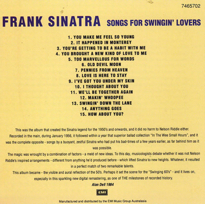 Frank Sinatra : Songs For Swingin' Lovers (CD, Album, RE)