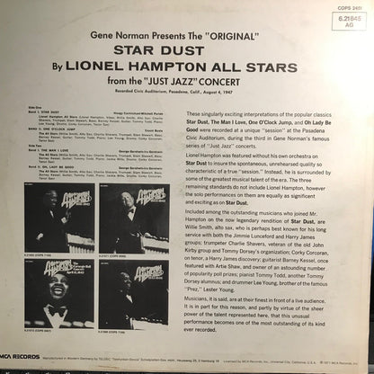 Lionel Hampton All Stars And The All Stars (7) : Gene Norman Presents The "Just Jazz" Concert (LP, Album, RE)