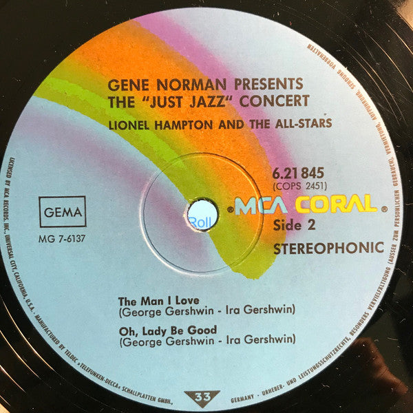 Lionel Hampton All Stars And The All Stars (7) : Gene Norman Presents The "Just Jazz" Concert (LP, Album, RE)