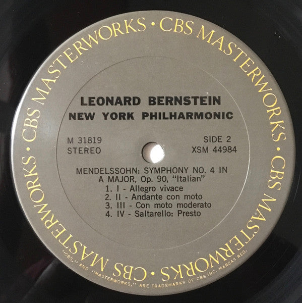 Franz Schubert, Felix Mendelssohn-Bartholdy, Leonard Bernstein, The New York Philharmonic Orchestra :  Unfinished Symphony / Italian Symphony (LP, Album, RE)