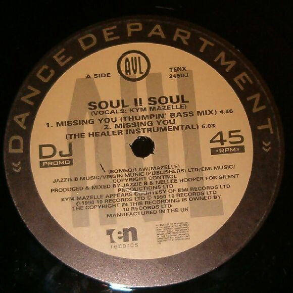 Soul II Soul : Missing You (12", Promo)