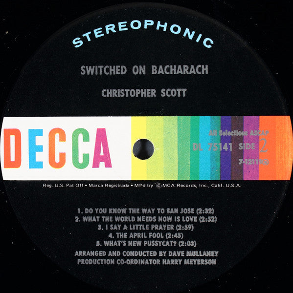 Sir Christopher Scott : Switched-On Bacharach (LP, Album, RE)