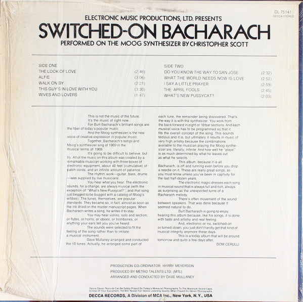 Sir Christopher Scott : Switched-On Bacharach (LP, Album, RE)