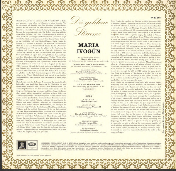 Maria Ivogün : Die Goldene Stimme (LP, Comp, Mono)