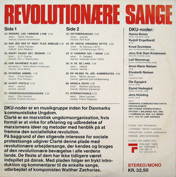 DKU - Noder : Revolutionære Sange (LP, Gat)