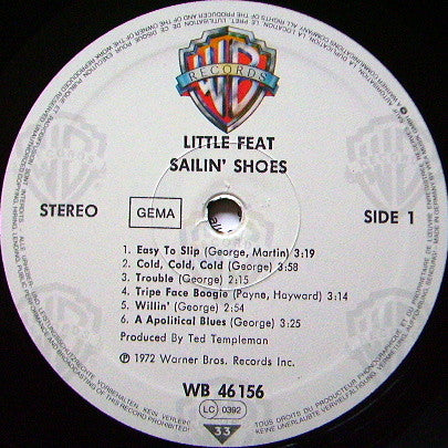 Little Feat : Sailin' Shoes (LP, Album, RE)