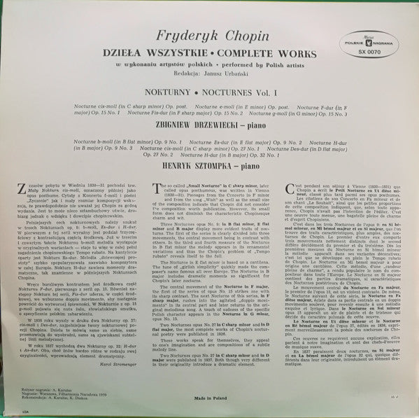 Frédéric Chopin : Dzieła Wszystkie = Complete Works - Nokturny / Nocturnes Vol.1 (LP, Album, Bla)