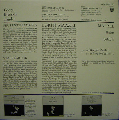 Georg Friedrich Händel, Lorin Maazel, Radio-Symphonie-Orchester Berlin : Wassermusik-Suite / Feuerwerksmusik (LP)