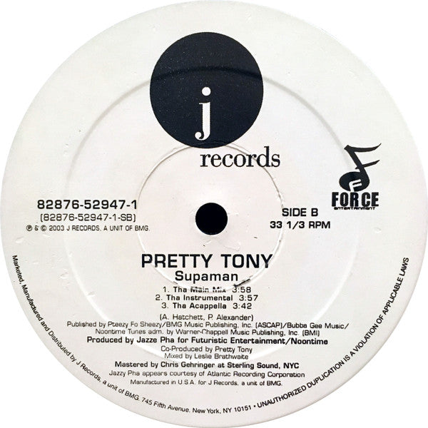 Pretty Tony (12) : Down In Tha Dirty / Supaman (12")