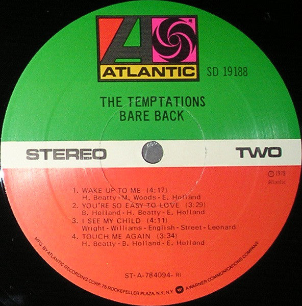 The Temptations : Bare Back (LP, Album, RI)