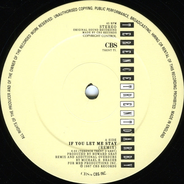 Terence Trent D'Arby : If You Let Me Stay (12", Single)