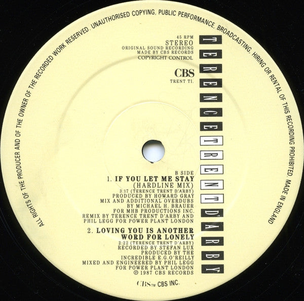 Terence Trent D'Arby : If You Let Me Stay (12", Single)