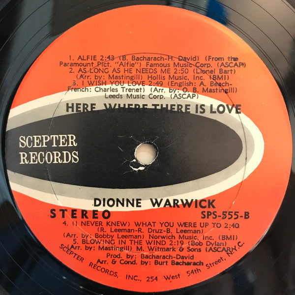 Dionne Warwick : Here, Where There Is Love (LP, Album)