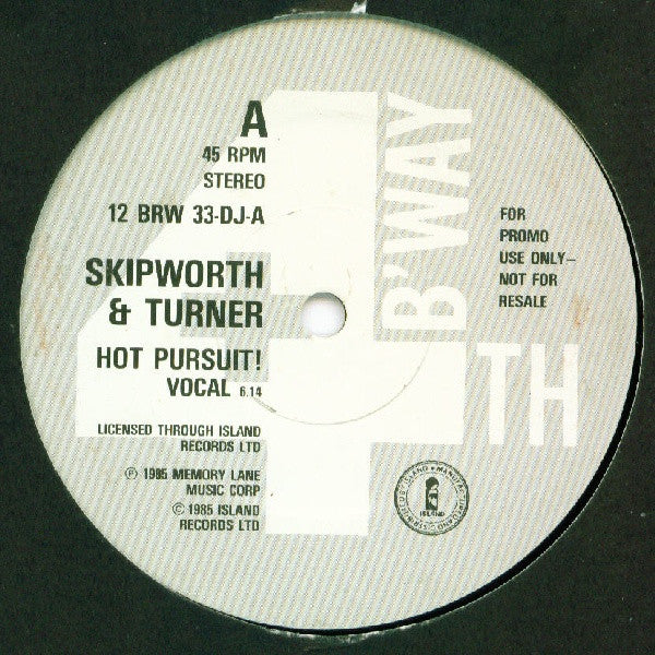 Skipworth & Turner : Hot Pursuit! (12", Promo)