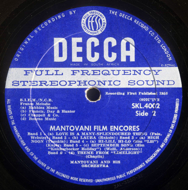 Mantovani And His Orchestra : Film Encores (LP, Album)